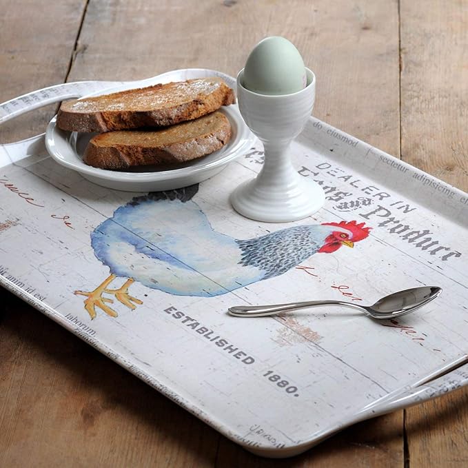 Pimpernel On The Farm Melamine Tray – (17.75" x 13") Rustic Farmhouse Platter with Fresh Produce & Egg Stand Artwork, Durable Serving Piece for Dining, Kitchen, Snacks & Entertaining