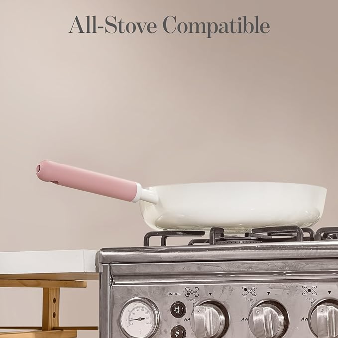 CAROTE Ceramic Frying Pan, 2 Nonstick Skillets & Silicone Spatula, Induction Compatible All Stoves