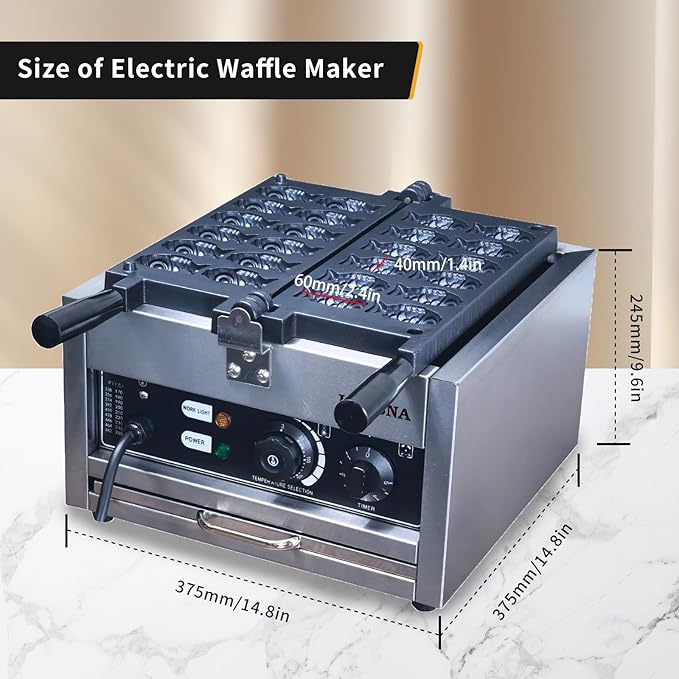 Mini Fish-Shaped Waffle Maker/Taiyaki Fish Waffle Maker - Non-Stick Teflon Coating, 50-300/122-572 Adjustable