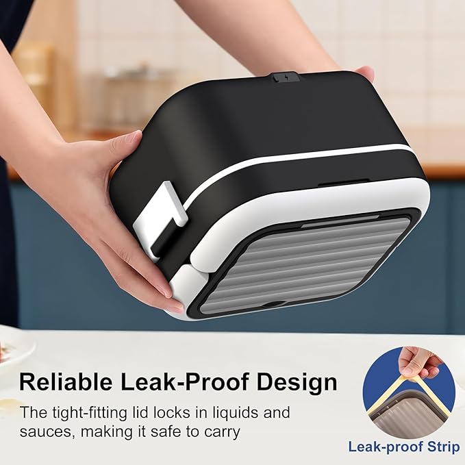 Cordless Electric Heated Lunch Box, 1.5L 6.3Cups 24000mAh Rechargeable Battery Self-Heating Lunch Box, Smart Timer, Even Heating, 100W Portable Food Warmer for Office, Picnic, Car, Outdoor