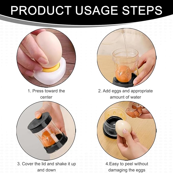 Egg Peeler Tool For Hard Boiled Eggs,Hard Boiled Egg Peeler,Egg Poker,Boiled Egg Peeler,Kitchen Gadget For Cooking, Salads, Deviled Eggs, And Breakfast Prep (Black)
