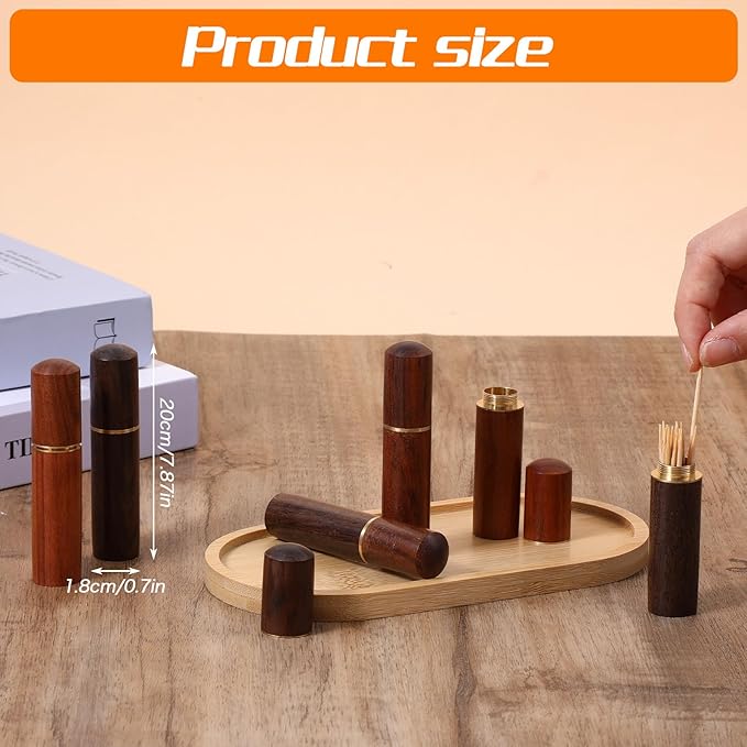 6 Pcs Toothpick Holder For Purse, Wooden Toothpick Holder Pocket, Sealed Toothpicks Holders for Storage Needle Toothpicks Pill Bead Ear Pick Cotton Swab