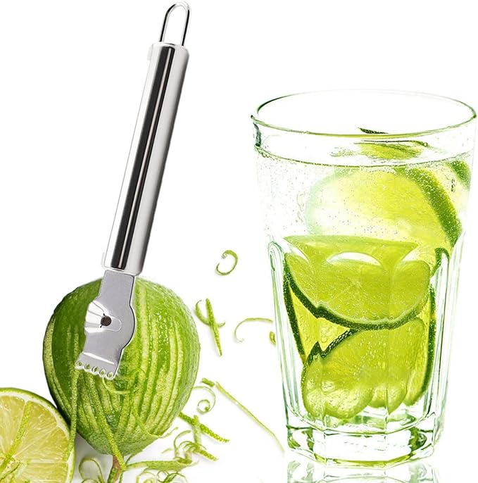 2 Pack Stainless Steel Lemon Zester Grater with Channel Knife and Hanging Loop,Orange Peeler,Citrus Zester Fruit Peeler Lemon Twist Tool for Kitchen, Bar