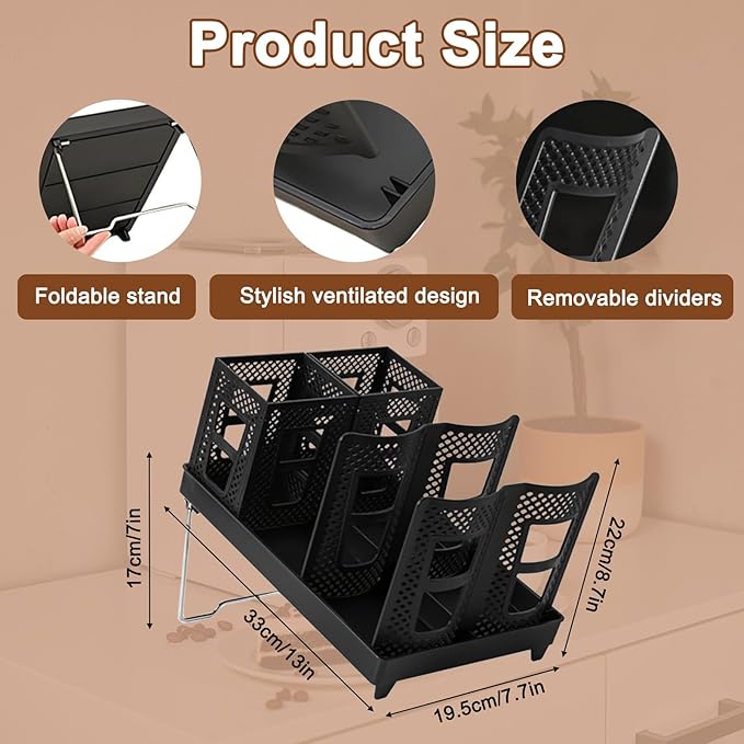 2-In-1 Coffee Cup Organizer,Foldable Stand Compartment Coffee Cup Dispenser,Cups, Straw, Cup Lid Manager,Suitable For Coffee Stations, Offices, Lounges