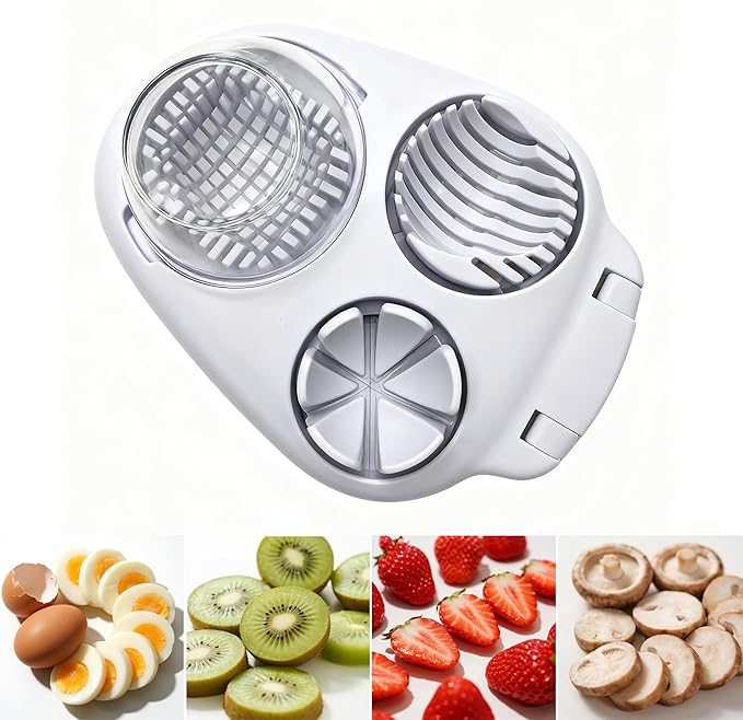 Pumbba Egg slicers 3-in-1 Stainless Steel Egg Cutter, Multipurpose 3-Way Cutter for Hard Boiled Eggs, Strawberry, Tomato, Mushroom & More