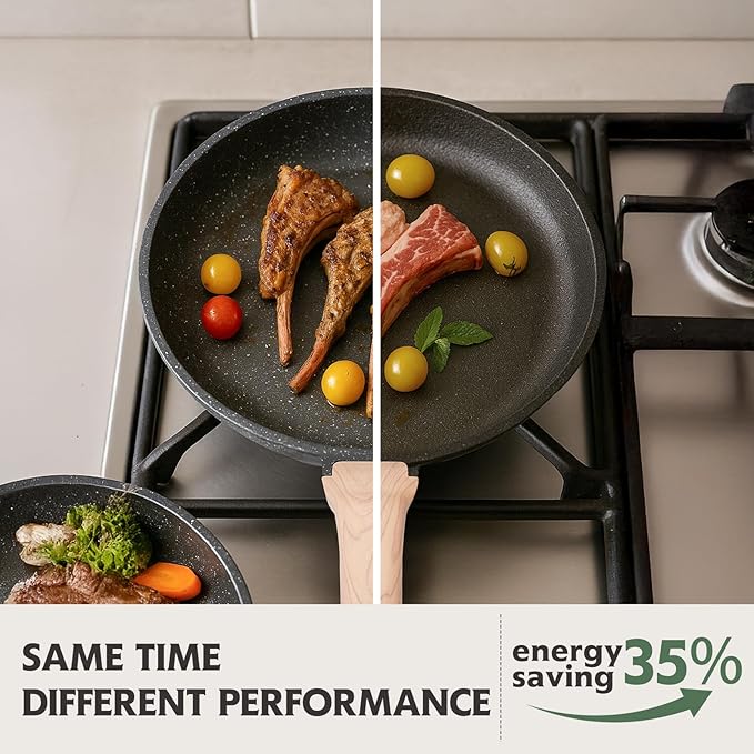 Roomena 12 inch Nonstick Frying Pan Skillet, Non Stick Granite Fry Pans, Omelette Pan, Egg Frying Pan with Heat-Resistant Handle, Requires Installation, PFOA Free Chef's Pan, Induction Compatible