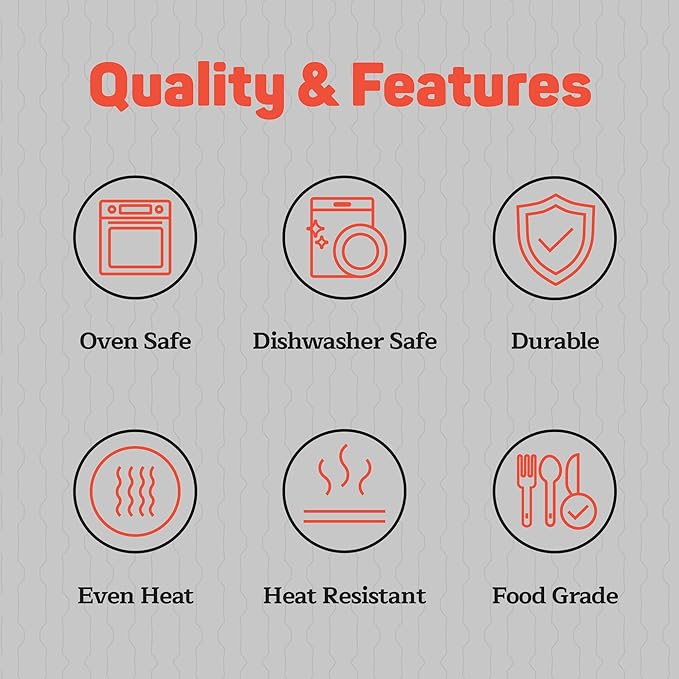 Emporio Kitchen Baking Pan Set - Nonstick Coating, Carbon Steel Bakeware Set with Red Silicone Handles, PFOA, PFOS, PTFE Free, Recipe Booklet Included, Oven Safe Tray (Up To 450° F), Set of 3 - Black