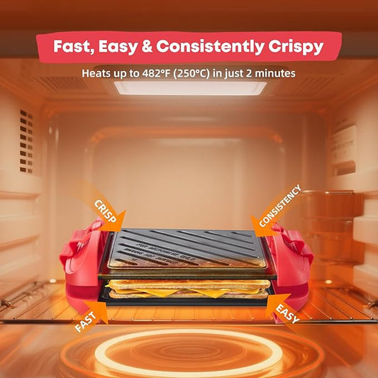 Microwave Sandwich Maker, Microwave Toastie Maker, Snack Maker & Panini Press, Microwavable Metal, Removable Non-Stick Plates Silicone Microwavable Cookware, Dishwasher Safe, Red
