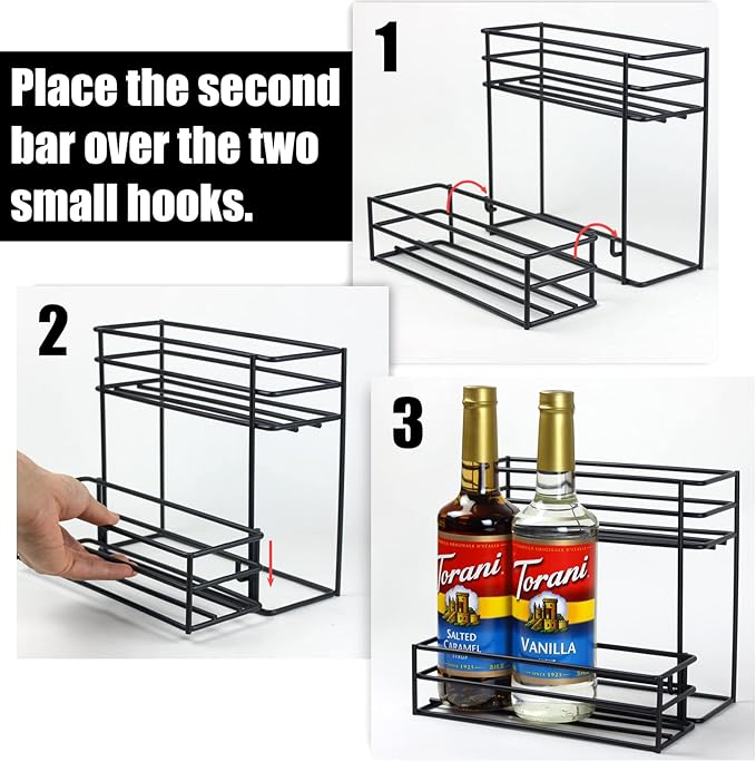 Coffee Syrup Rack (6 Bottle Capacity), Organizer for Coffee Bar & Kitchen, Small Wine Rack for Bar, Family & Storage