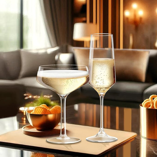 Amazing Abby - Stella - 8-Ounce Unbreakable Tritan Champagne Flutes (Set of 6), Plastic Wine Glasses, Reusable, BPA-Free, Dishwasher-Safe, Perfect for Poolside, Outdoors, Camping, Picnic, and More