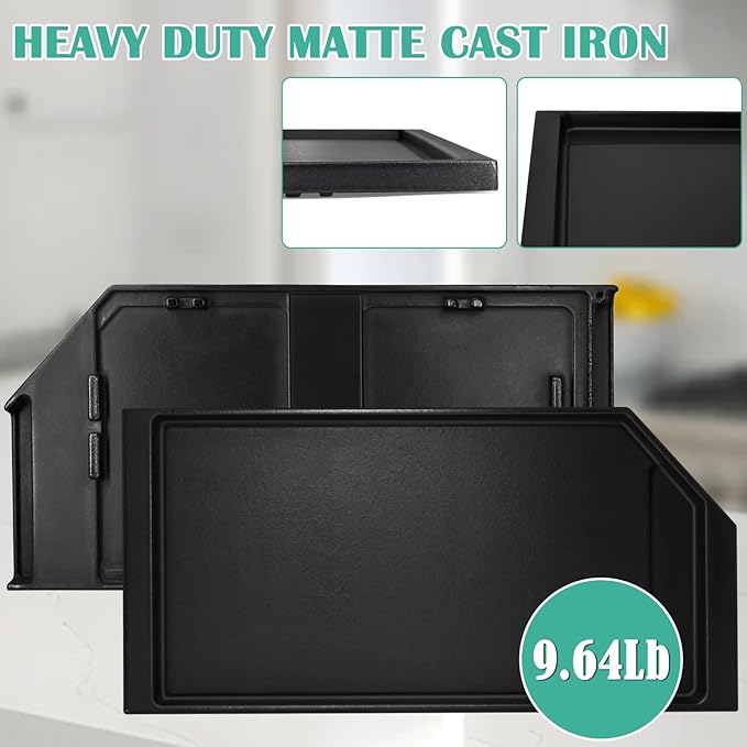 Cast Iron Griddle Replacement for GE Stove Top - Gas Griddle Plate for GE JGP5030SLSS, JGP5030DLBB, Cafe CGP9530SLSS, Profile PGP7030SLSS, PGP7030SL1SS, PGP9030SLSS 5 Burner Cooktop Pan