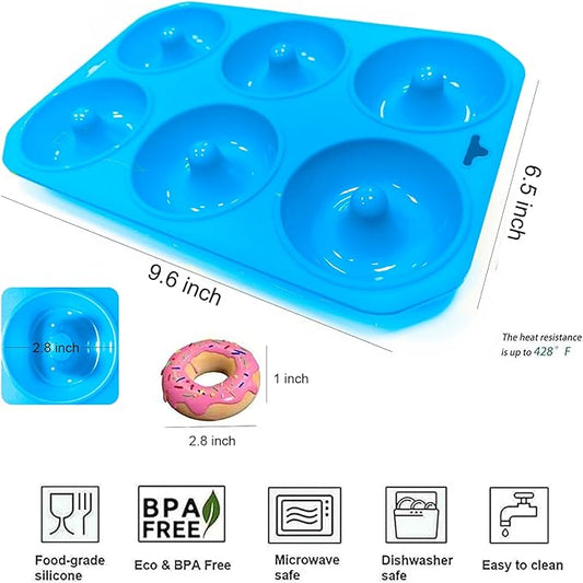 Cupidove Silicone Donut Pans, Mini Silicone Baking Molds Donut Pans for Baking Tasty Donuts, Bagels, Cakecups and More (2-Blue)