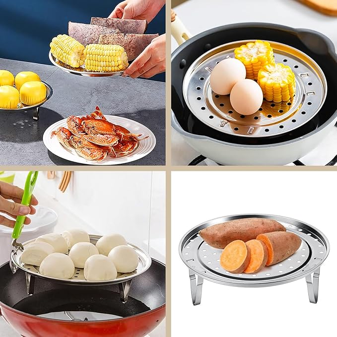 Steamer Rack for Cooking,Stainless Steel Steaming Rack,Steam Tray with Removable Legs for Instant Pressure Cooker Multi-functional Steamer Basket