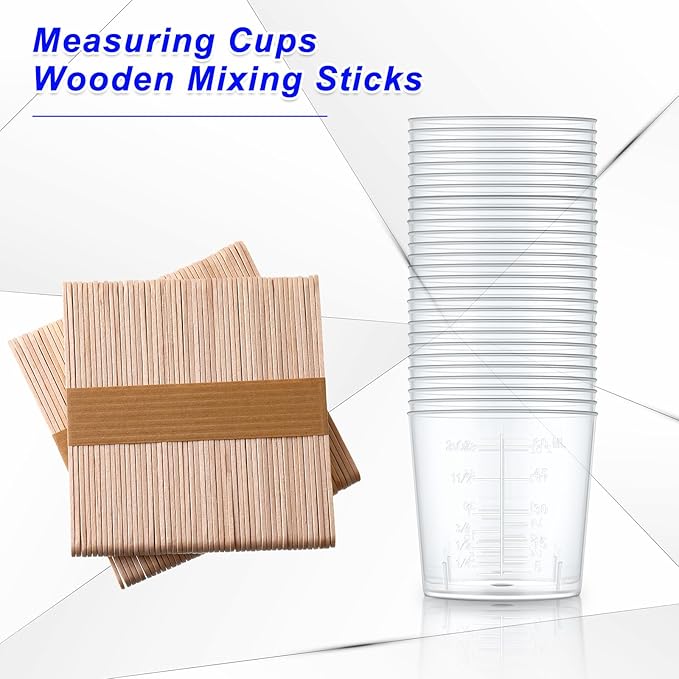 Konohan 400 Pack 2oz/60ml Plastic Mixing Cups Disposable Measuring Cups, Epoxy Bulk Clear Beaker with Graduated and Mixing Sticks for Resin, Laboratory, Liquid, Acrylic Paint Art, Medicine