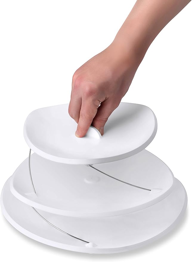Masirs Collapsible 3-Tier Party Tray: Decorative Design Folds for Minimal Storage. an Elegant Serving Tray for Sandwiches, Cake, Sliced Cheese, and Deli Meat.