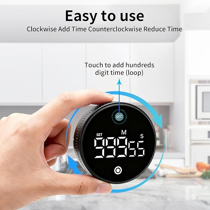 Digital Kitchen Timer with Magnet,Large LED Display Visual Timer with Countdown Countup for Adult & Children，Battery Supply for Classroom Home Gym Office