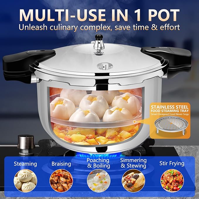 8-in-1 Stainless Steel Pressure Cooker 12 quart with 8 Safety Features -12 Quart, Fast & Even Cooking for Healthy Meals，pressure cooker 12+ quart ，large pressure cooker，olla express para cocinar