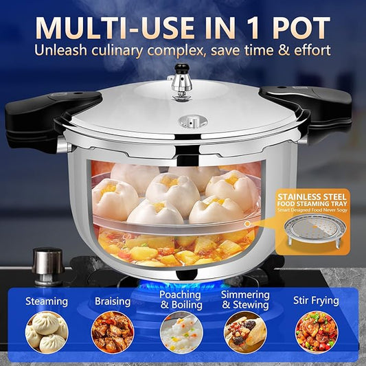 12quart Stainless Steel Pressure Cooker, All Stovetops Induction Compatible, Cooking Pressure Cooker 12+qt，pressure pot ， large olla de presion, stainless steel pressure cooker for canning12+ quart