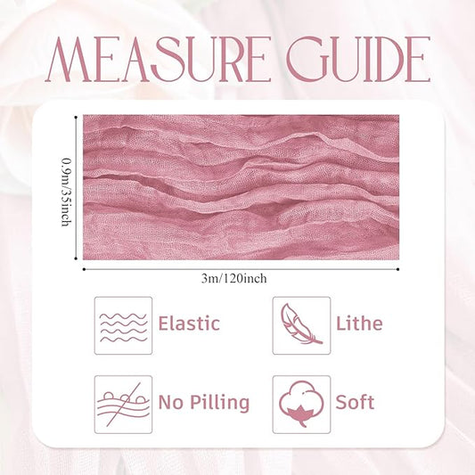 Wokceer Pink Cheesecloth Table Runner Valentine's Day 2Pack 10FT Boho Gauze Cheese Cloth Table Runner for Party Long Rustic Easter Sheer Runners for Baby Bridal Shower Wedding Decor