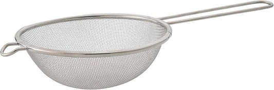 HIC Kitchen Fine Mesh Strainer With Helper Handle, 18/8 Stainless Steel, 7-Inch, For Sifting, Straining, And Draining Pasta, Stocks, Soups, And Sauces