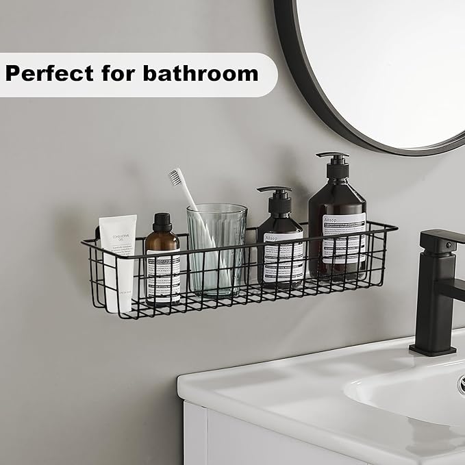 Spice Rack Organizer Wall Mount, 2 Pack Black Seasoning Rack Wire Storage Baskets for Wall or Cabinet Door in Kitchen and RV | Seasoning Rack, Kitchen, RV