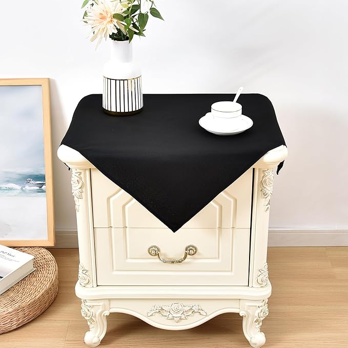 Wolkemer 2 Pack Small Square Tablecloth 24 x 24 Inch Washable Fabric Table Cloth Solid Black Table Cover for Nightstand End Bedside Table Tabletop Decoration