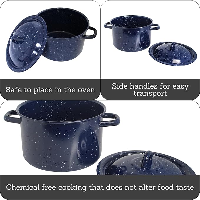 IMUSA 6.0qt Enamel Stock Pot, Blue