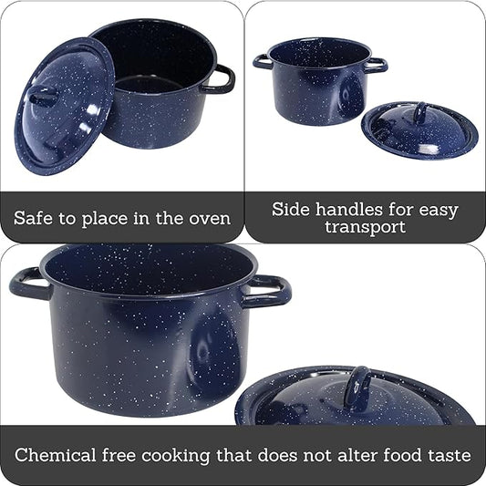 IMUSA 6.0qt Enamel Stock Pot, Blue