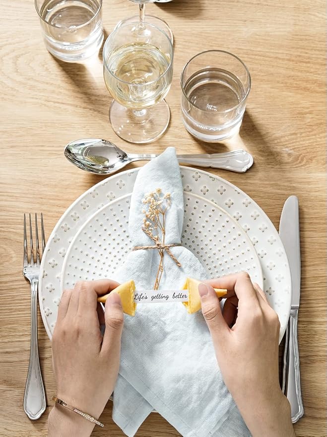 LE TAUCI Ceramic Dinner Plates Set of 4, 10 Inch Embossed Plates for Kitchen, Modern White Serving Dishes for Pasta and Steak, Microwave Oven and Dishwasher Safe - Arctic White