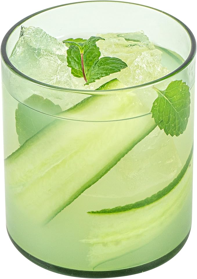Restaurantware-Vetri 10 Ounce Old Fashioned Glasses, 24 Dishwashable Whiskey Glasses - No-Lead, Durable, Green Glass Tumblers For Scotch, For Drinking Liquor, Cocktail, Bourbon, Cognac, And More