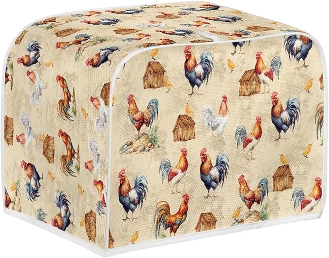 Annejudy Chicken Pattern Two Slice Toaster Cover, Kitchen Small Appliance Covers Home Table Decoration Microwave Oven Dustproof Cover Keep From Dirty Stain, Yellow