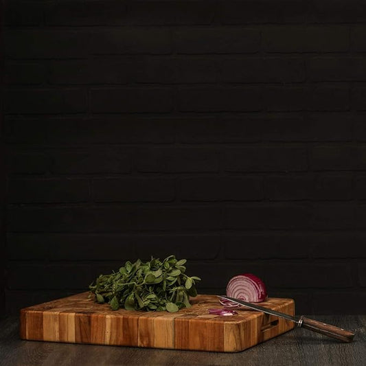 Teakhaus Butcher Block Carving Board - Medium Thick Cutting Board with Juice Groove - Holiday Gift Ideas for Men and Women - Gift-Ready End Grain Wood, Knife Friendly - FSC Certified