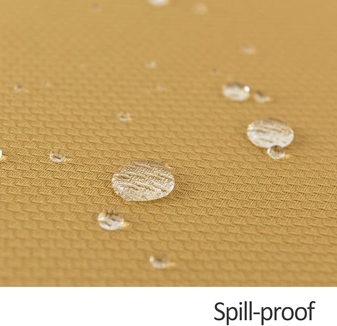 maxmill Textured Rectangle Tablecloth Water Resistant Wrinkle Free Spill-Proof, Soft Jacquard Table Cloth for Banquet Parties Event Holiday Dinner, Indoor and Outdoor Use, 60 x 84 Inch, Ochre Yellow