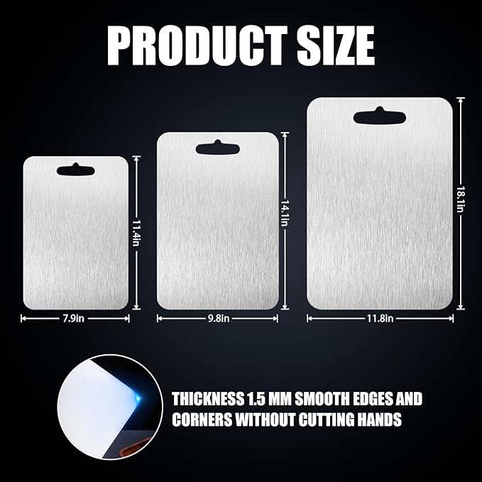 Titanium Cutting Board - 2025 New Upgrade 100% Pure Titanium Cutting Boards for Kitchen Double Sided Titanware Cutting Board,Hygiene Durable Dishwasher Safe Chopping Board(16.1‘’LX10.1‘’W)