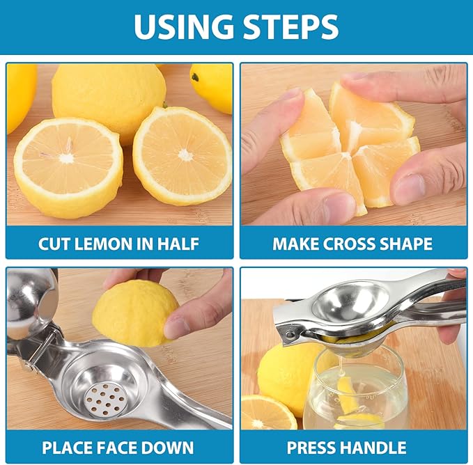 Jenkin Stainless Steel Manual Juicer Citrus Lemon Squeezer,Fruit Juicer Lime Press Metal,Professional Hand Juicer Kitchen Tool