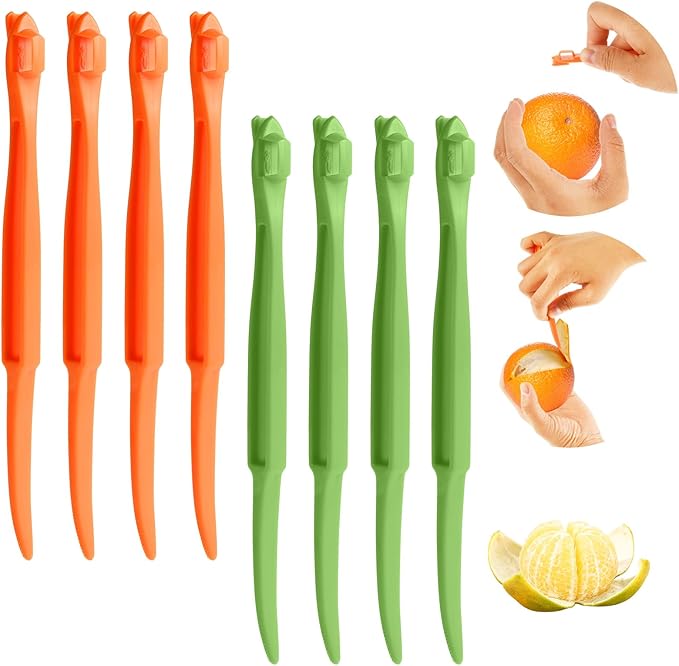 8Pcs Orange Peeler Tool, Plastic Citrus Lemon Peelers Orange Peeler Stick Fruit Peeling Tool for Grapefruit Cutter Slicer Kitchen Accessories Gadget