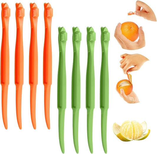 8Pcs Orange Peeler Tool, Plastic Citrus Lemon Peelers Orange Peeler Stick Fruit Peeling Tool for Grapefruit Cutter Slicer Kitchen Accessories Gadget