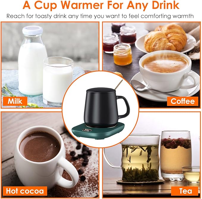 Electric Coffee Mug Warmer USB Wired Cup Warmer for Desk Wireless Milk Beverage Cup Heater Heating Plat with 3 Temperature Setting for Home Office (Pink)