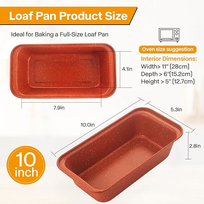 Spmarkt 2-Pack Loaf Pan, Nonstick Bread Pans, 10In Banana Bread Pan, Bread Pans for Homemade Bread, Loaf Pan for Family Parties, Beginner Bakers