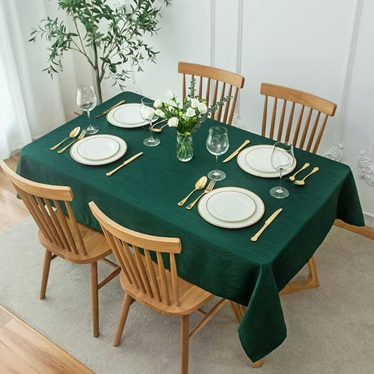 maxmill Jacquard Table Cloth Swirl Pattern Spillproof Wrinkle Resistant Water Proof Heavy Weight Soft Tablecloth for Kitchen Dinning Tabletop, Christmas Parties, Rectangle 60 x 140 Inch, Hunter Green