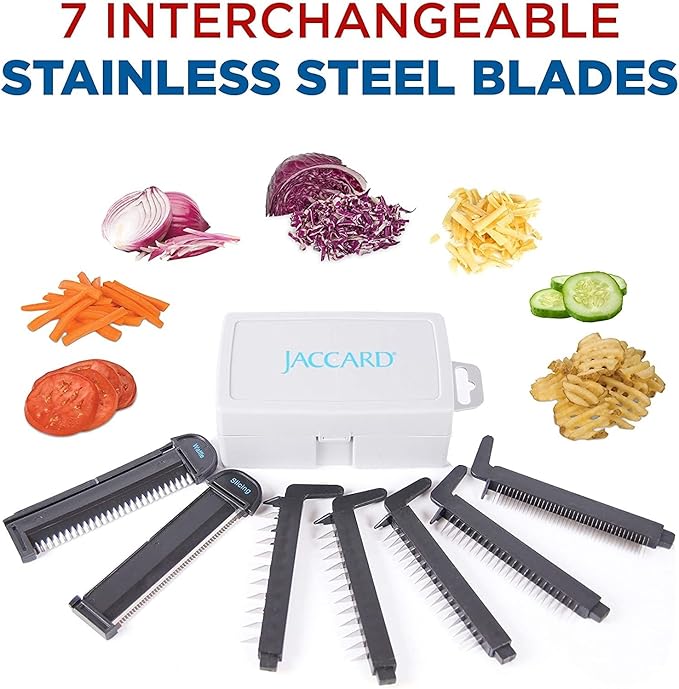 Jaccard ABS SafeHands Mandolin Slicer with Seven Interchangeable Blade Cartridges - QUITE POSSIBLY THE SAFEST MANDOLIN IN THE WORLD Black