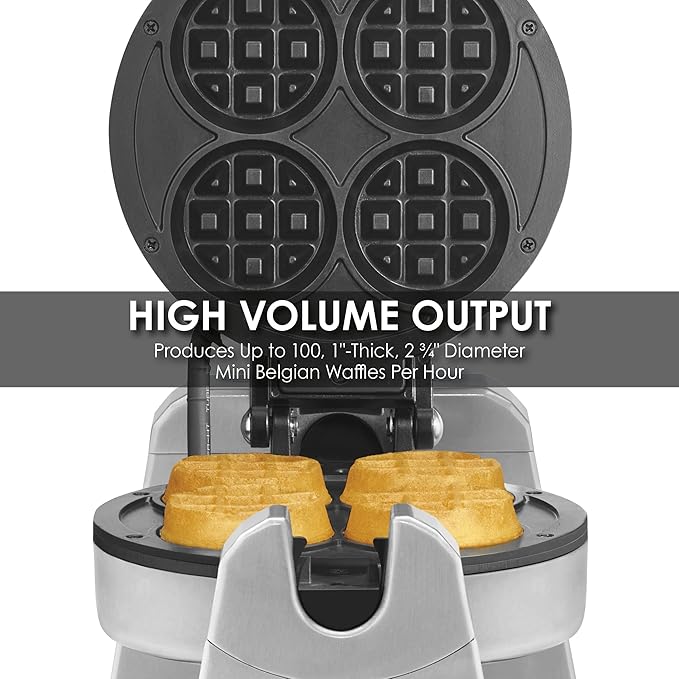Waring Commercial WMB400X Single Mini Belgian Waffle Maker w/Cast Aluminum Grids 120V, 1200W 5-15 Phase Plug