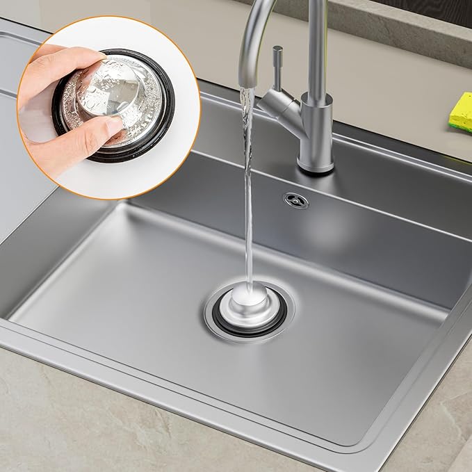 2PCS Kitchen Sink Stopper and Kitchen Sink Drain Strainer, Drain Catcher and Drain Cover for Kitchen Sink, Drainer for Standard 3-1/2 Inch Garbage Disposal Sink Drain