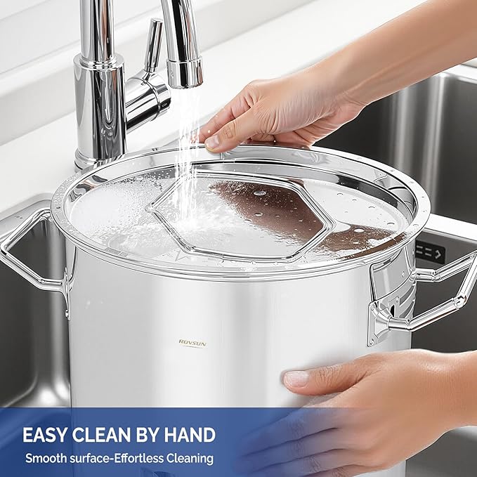 ROVSUN 52QT Stainless Steel Tamale Steamer Pot, Steam Pots for Cooking with Water Fill Spout, Steamer with Divider and Rack, Ideal for Seafood Crab Vegetables lobster