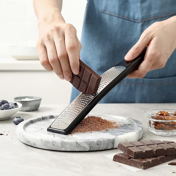 Spring Chef Premium Handheld Zester/Fine Grater, Black & Stainless Steel Rectangular Measuring Spoons, Set of 7-2 Product Bundle