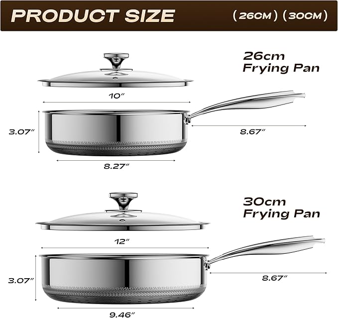 ZEROPAN Frying Pans Nonstick with Lid,Hybrid Nonstick 4-Quart Deep Sauté Pan, Stay-Cool Handle,PFAS PFOA PTFE Free,10 Inch Deep Frying Pan Dishwasher-Friendly, Oven-Safe, Compatible with All Cooktops