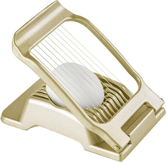 Egg Slicer for Hard Boiled Eggs, Stainless Steel Wire, Heavy Duty Aluminium Egg Cutter Dishwasher Safe for Egg Strawberry Soft Fruit, Gold