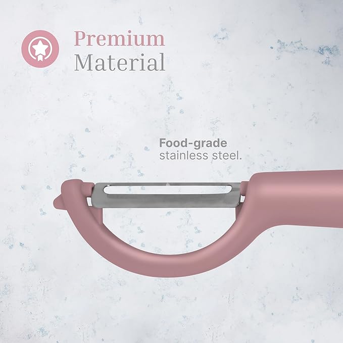 Swivel Vegetable Peeler with Built-in Eye Remover – Stainless Steel Blade with Comfortable Handle, Fruit and Vegetable Slicer, Potato and Carrot Cutter – Kitchen Tools & Accessories – Pastel Pink
