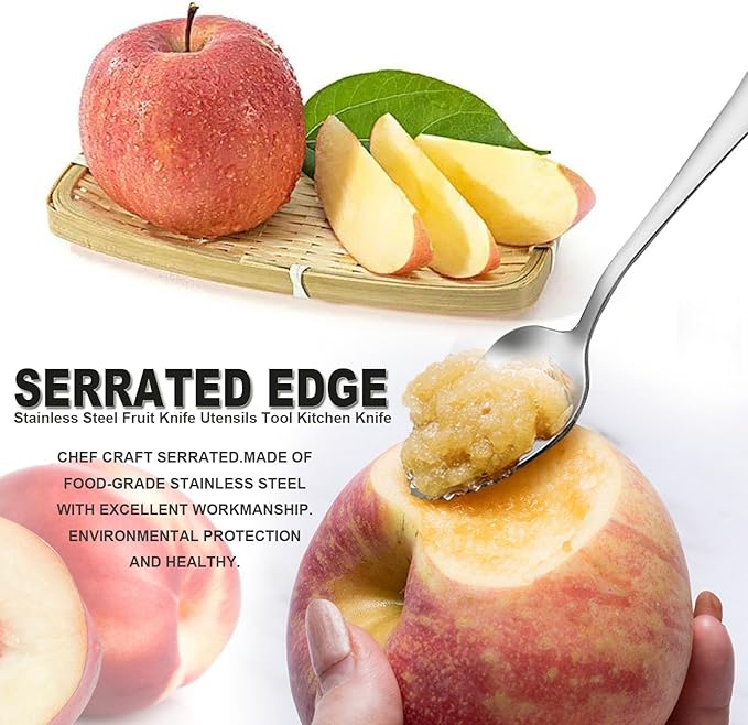 Grapefruit Spoon Serrated Edge Stainless Steel Fruit Knife Grapefruit Utensils Tool Dessert Spoons Orange Peeler Tool for Citrus Lemon Kiwi Salads (4 Set)
