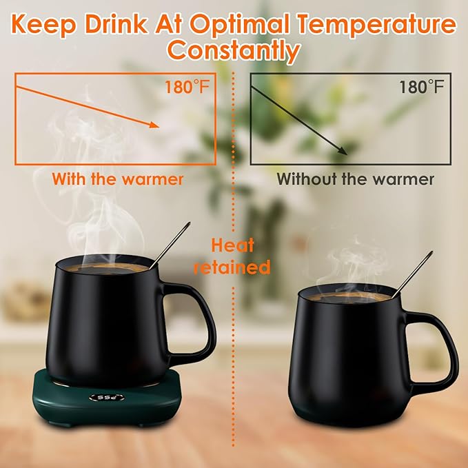 Electric Coffee Mug Warmer USB Wired Cup Warmer for Desk Wireless Milk Beverage Cup Heater Heating Plat with 3 Temperature Setting for Home Office (Pink)